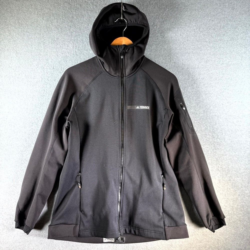 Adidas Terrex Tecnostretch Jacket Women XL Black Raglan Sleeve Full‎ Zip Hooded